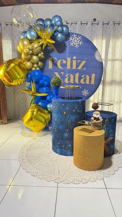 Decoração de Natal e Ano Novo tema Natal azul e dourado em Porto Velho